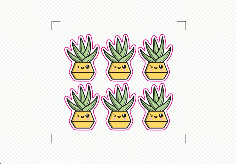 Printed sticker sheet with the corner registration marks Silhouette Studio prints for print-then-cut